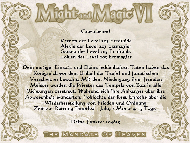 Might and Magic Urkunde
